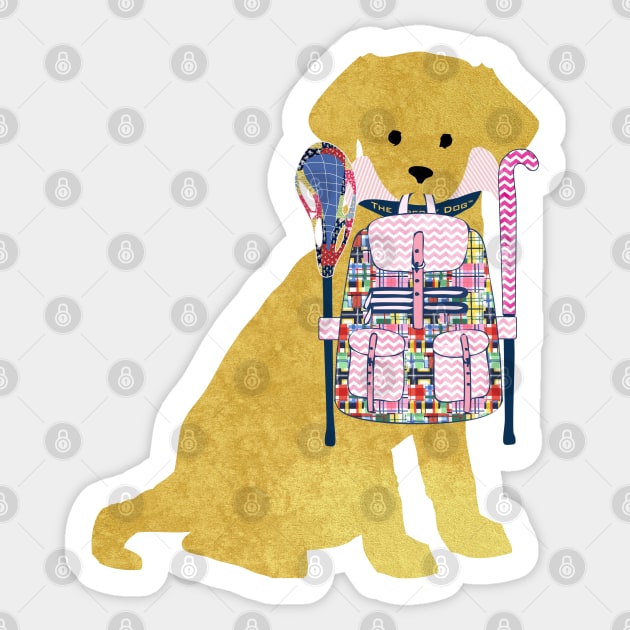 Golden Retriever Back To School Field Hockey Lacrosse Dog Sticker by emrdesigns